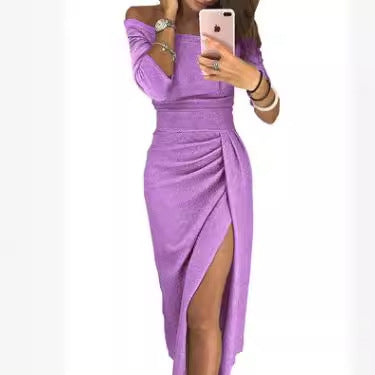 Becimi Women's Slit One-Shoulder Wrap Dress