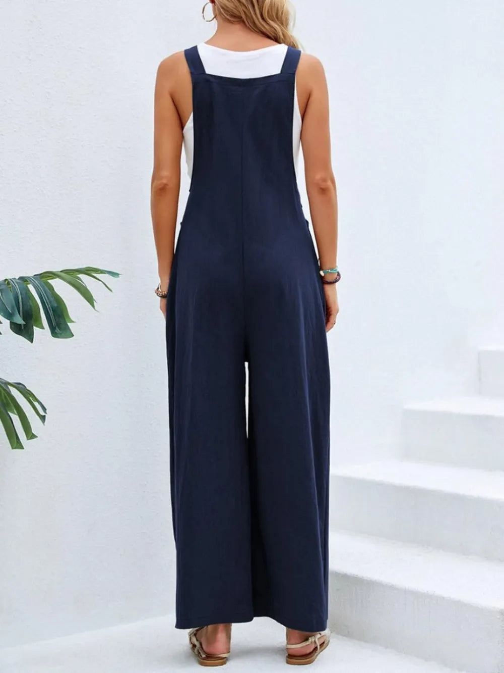 Women's Square-Neck Wide-Strap Overalls