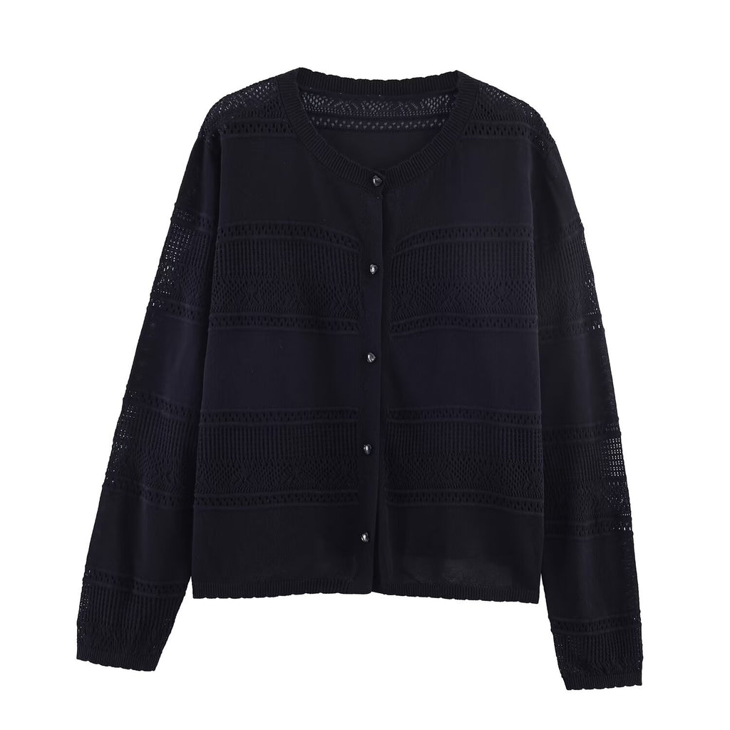 Women's Open-Knit Mesh Linen Blend Cardigan