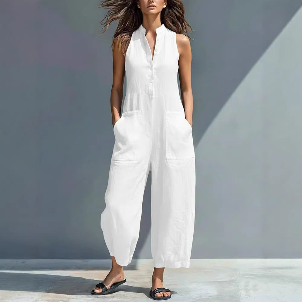 Becimi Women's Sleeveless Pocket Jumpsuit