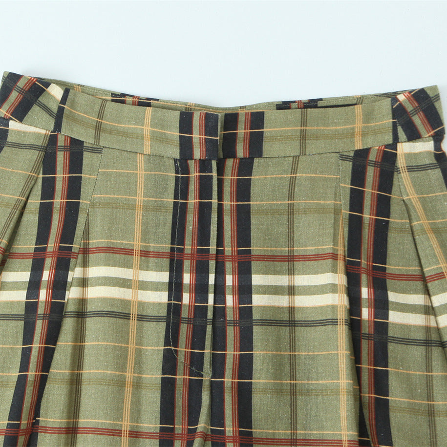 Women's Checked Casual Linen Pants