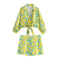 Women's Printed Knot Top & Shorts Set