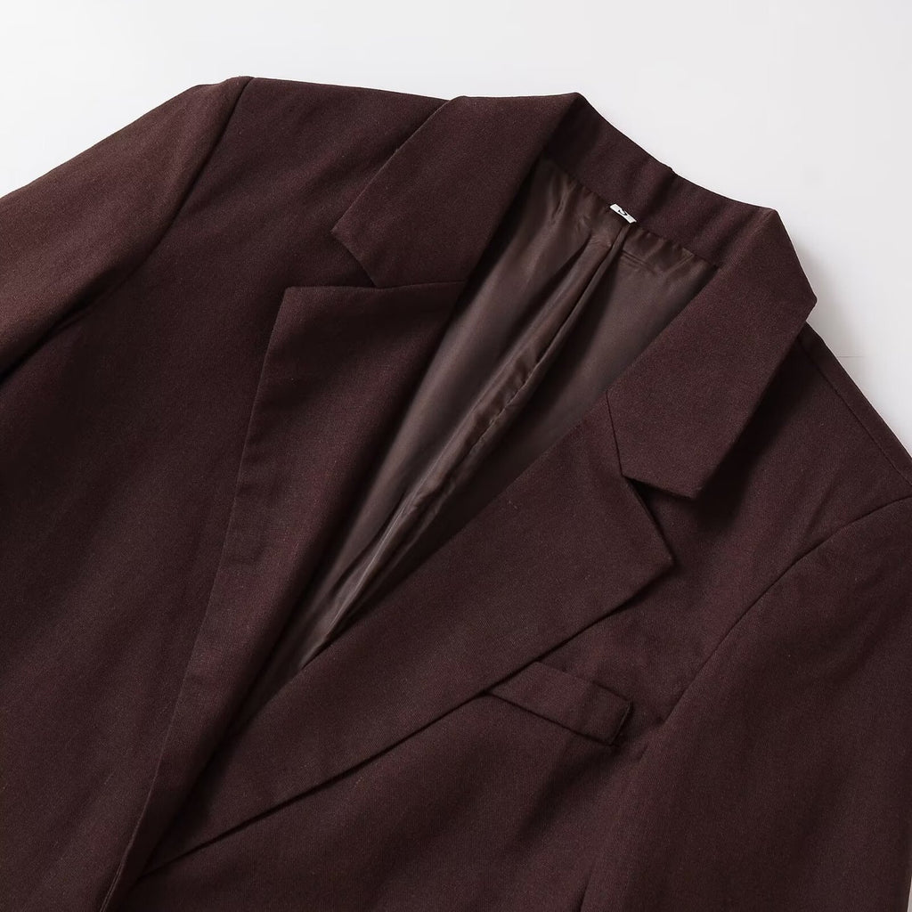 Women's Shoulder-Pad Linen Blend Blazer