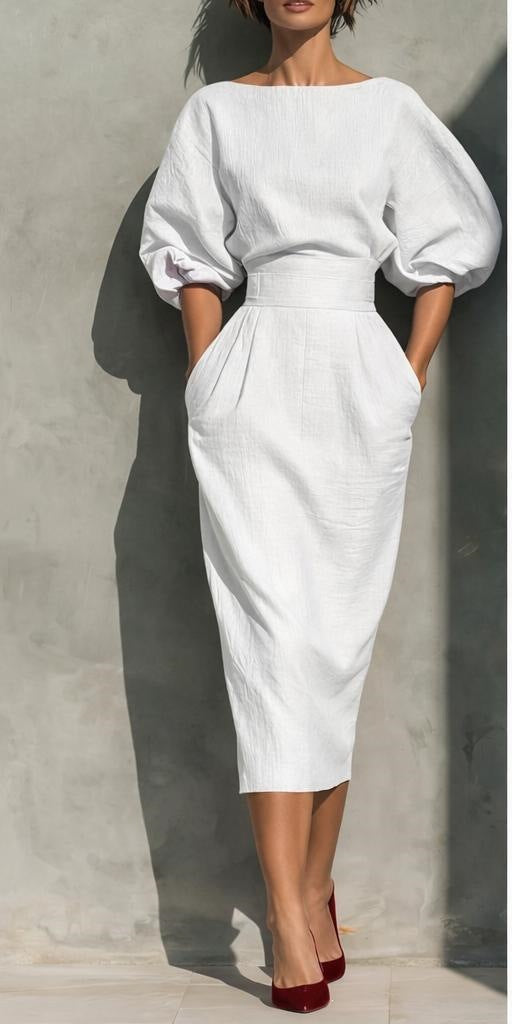 Women's Pleated Lace Midi Two-Piece Set