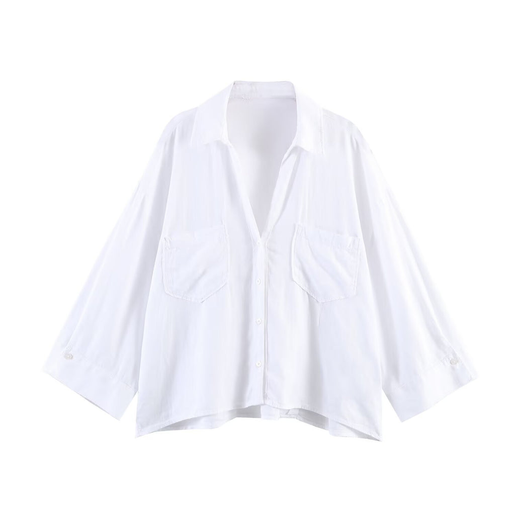 Women's Minimalist Drape Linen Blend Shirt