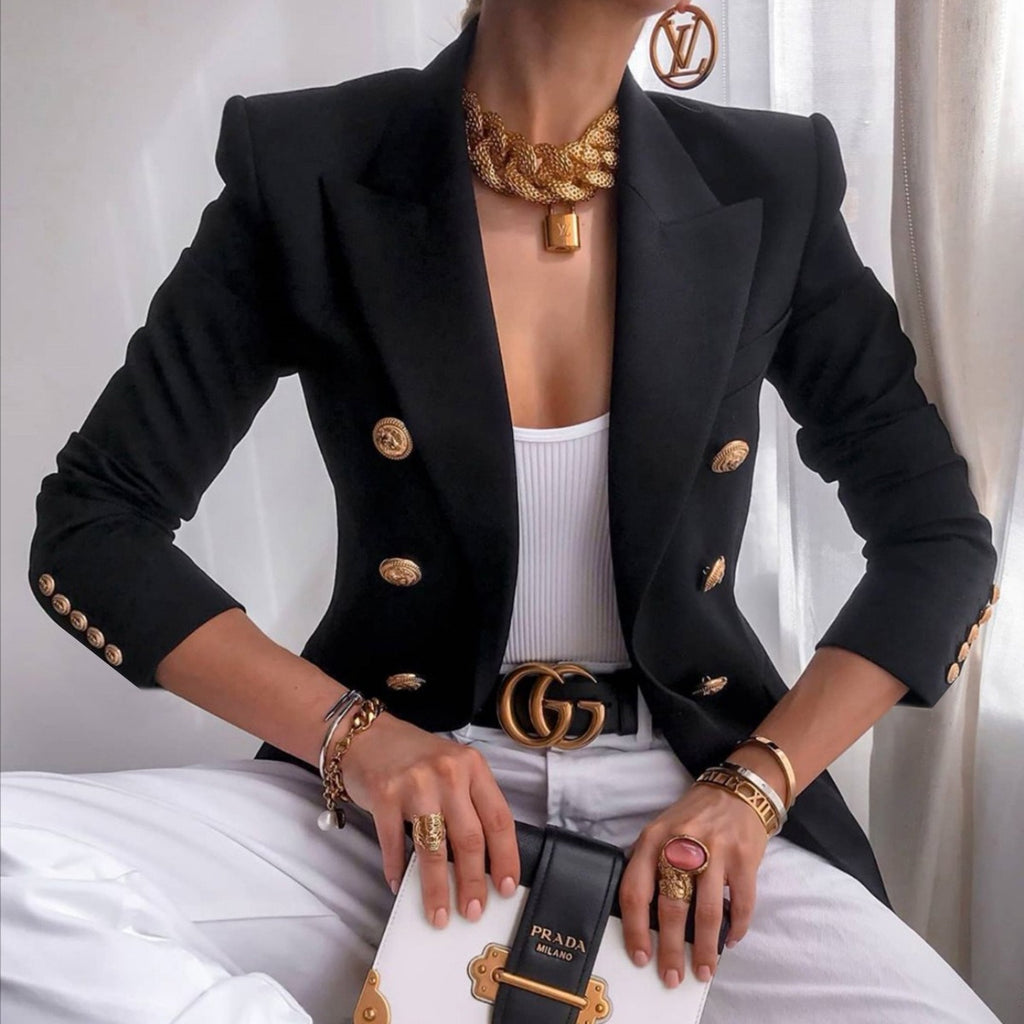 Women's autumn and winter new solid color fashionable casual suit short jacket for women