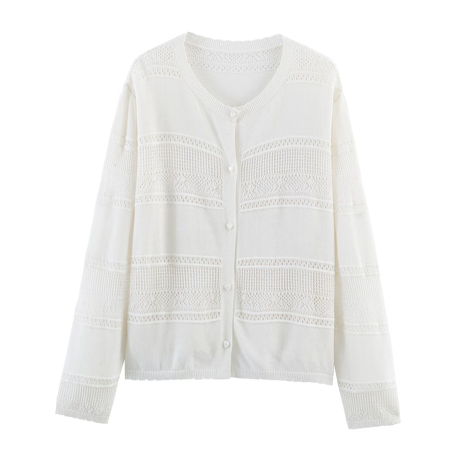 Women's Open-Knit Mesh Linen Blend Cardigan