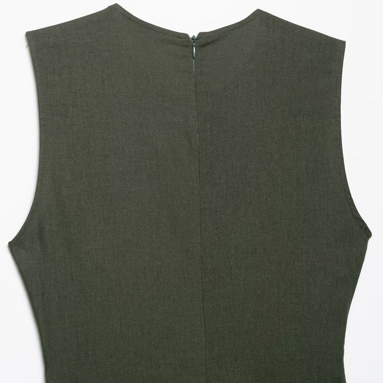 Women's Belted Sleeveless Linen Midi Dress