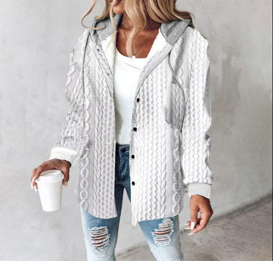 Women's Plaid Long Sleeve Hooded Coat