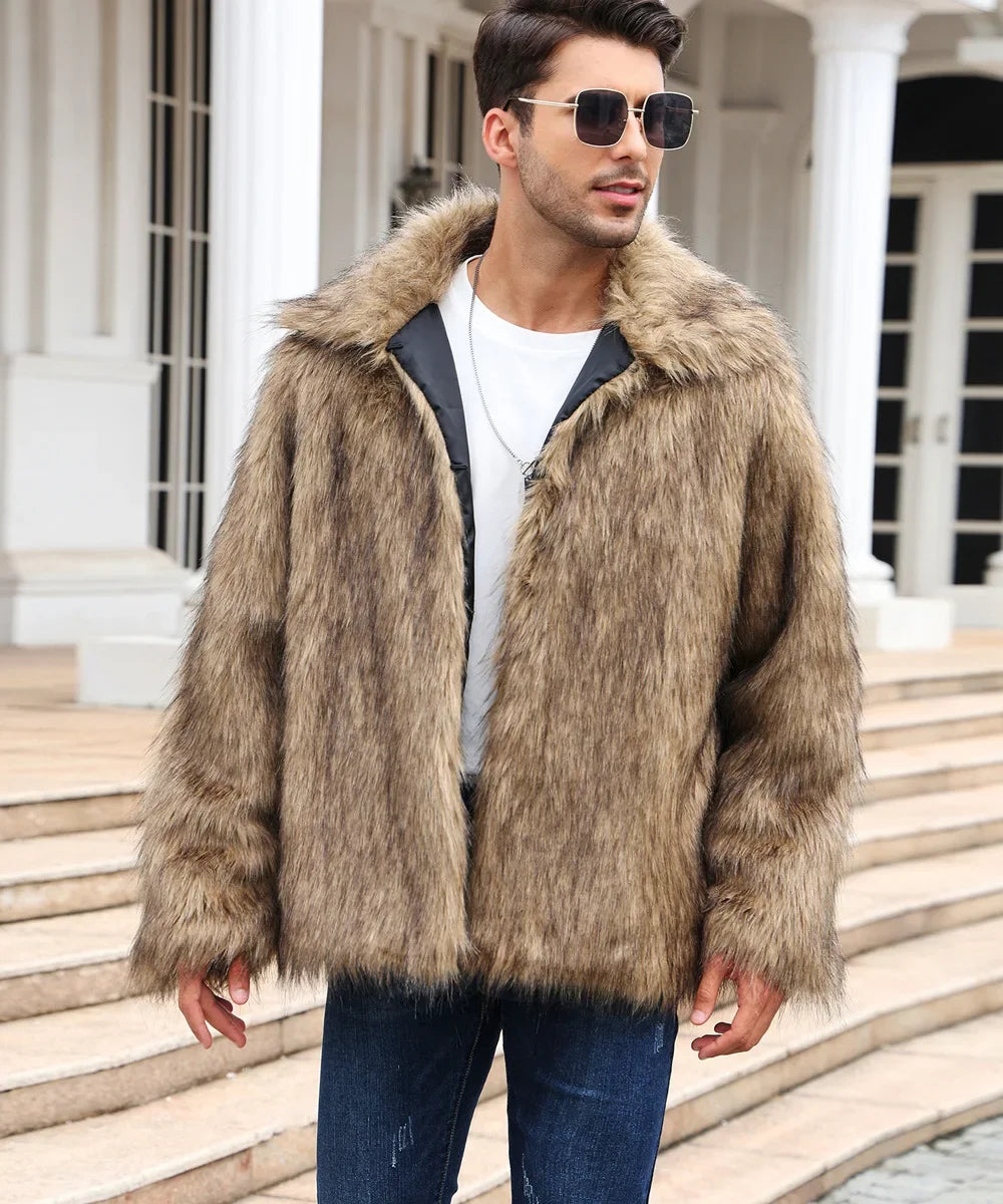 Becimi Women's Long Sleeve Faux Fur Coat