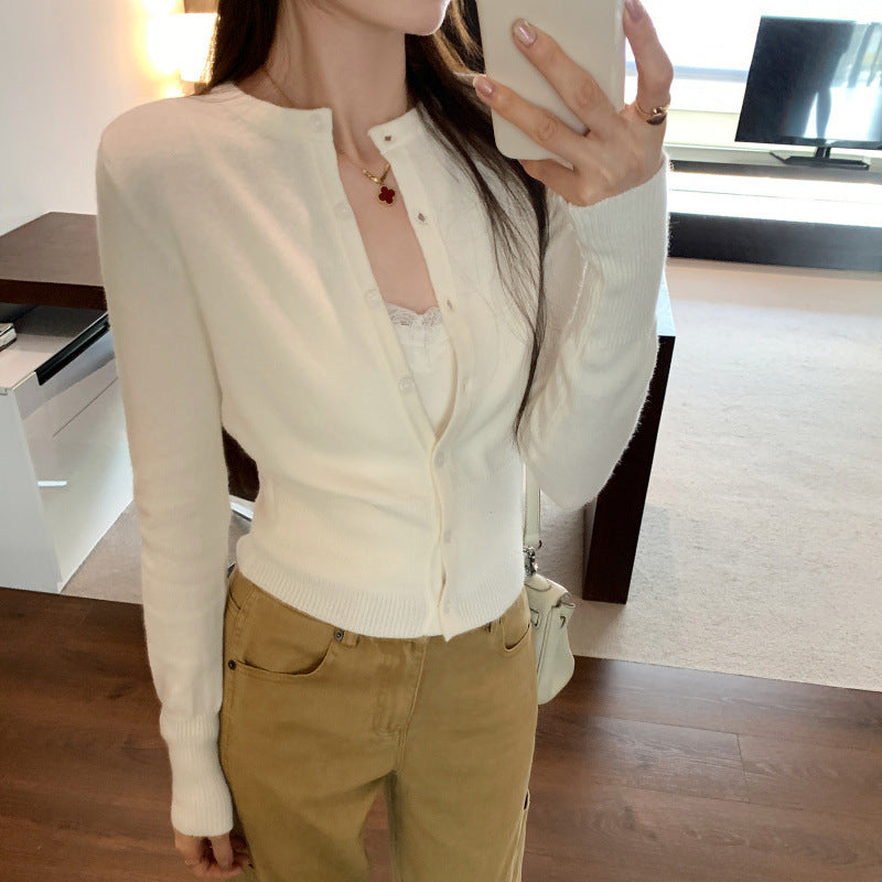 Women's Cropped Long-Sleeve Knit Cardigan