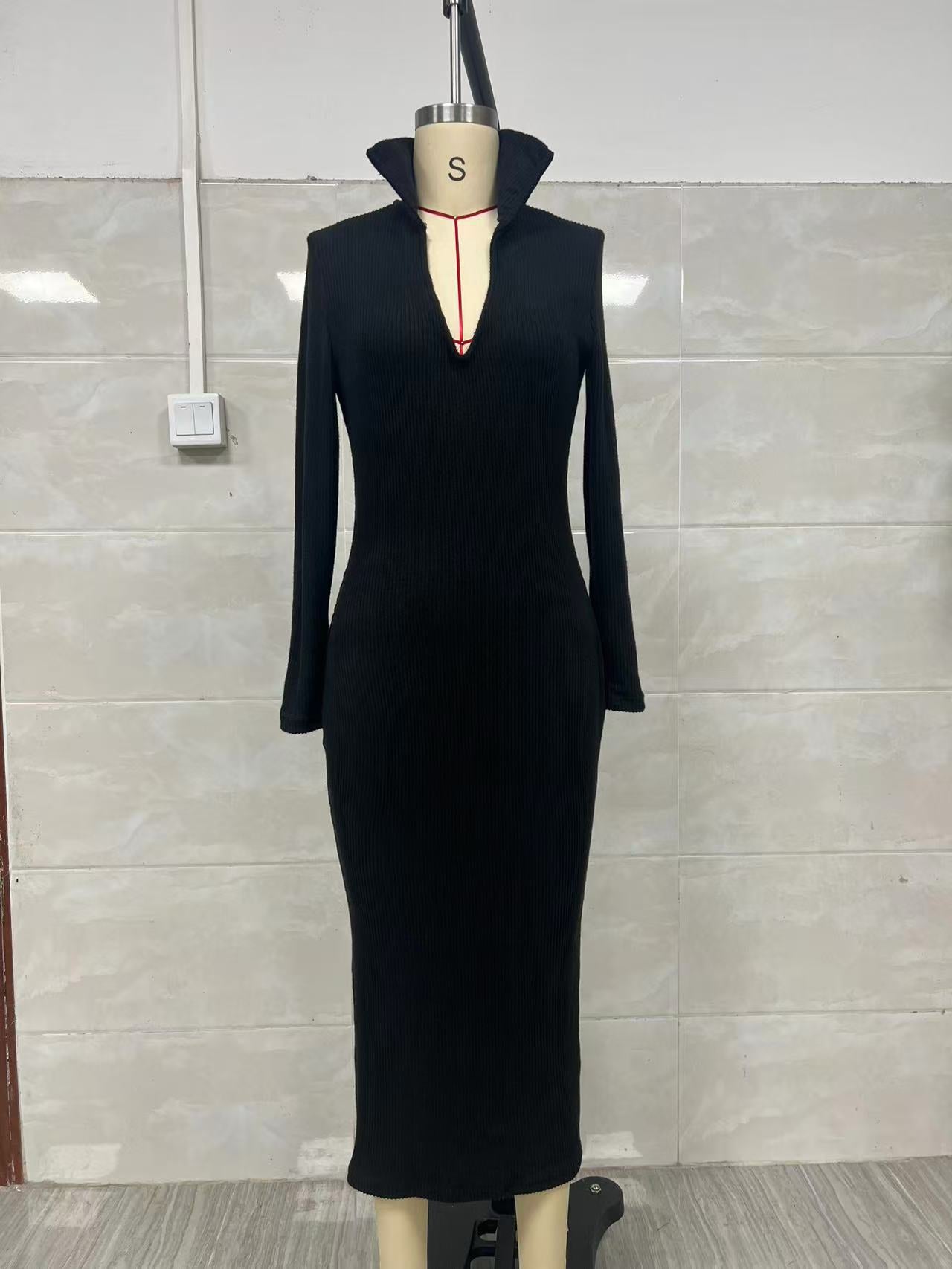 Becimi Women's Belted Long Sleeve Midi Dress