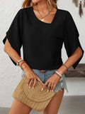 Women's Chiffon Floral Puff-Sleeve Top