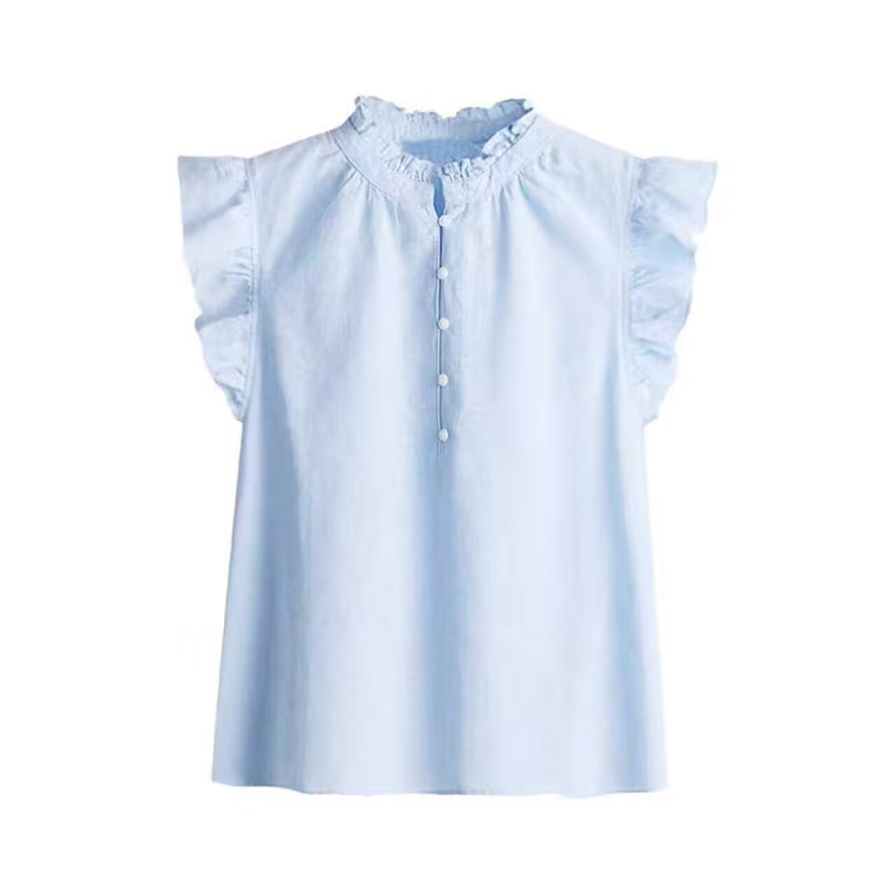 Women's Ruffle-Trim Linen Blend Top