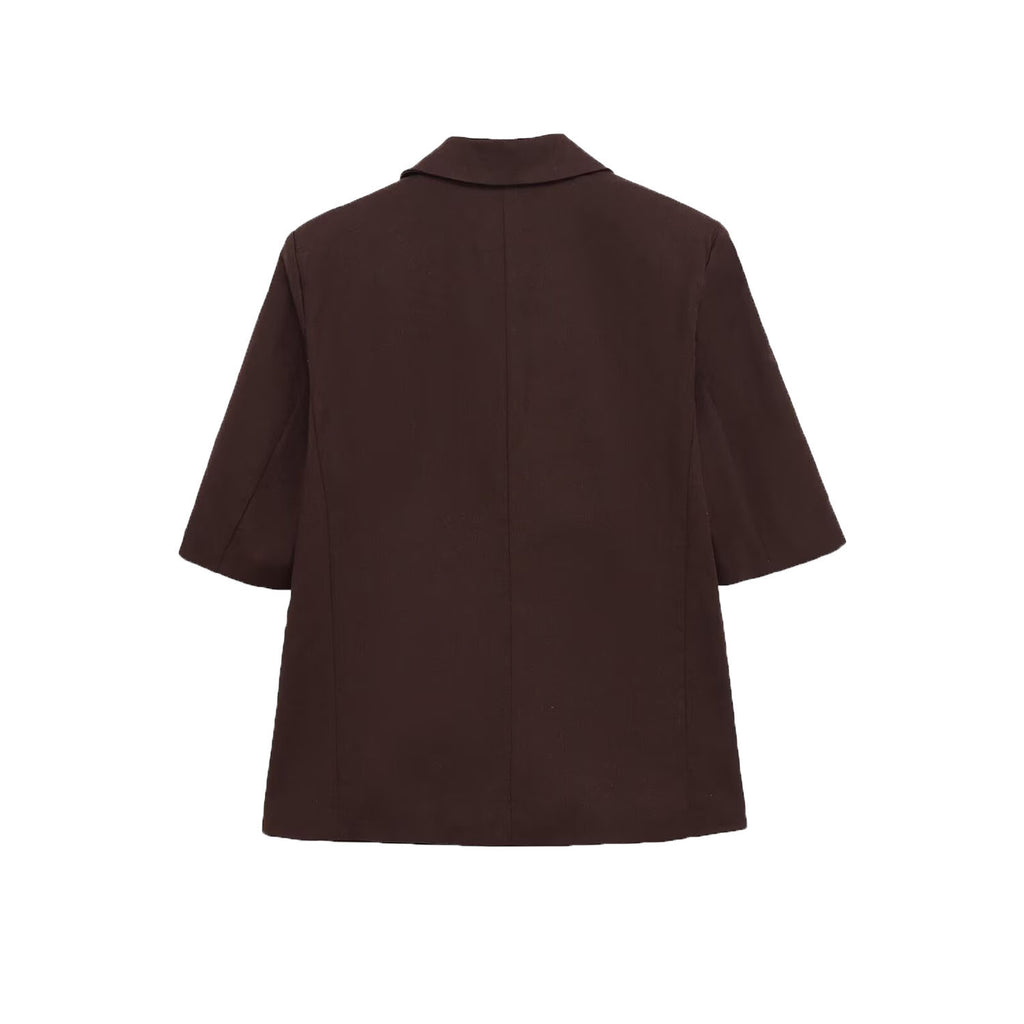 Women's Shoulder-Pad Linen Blend Blazer