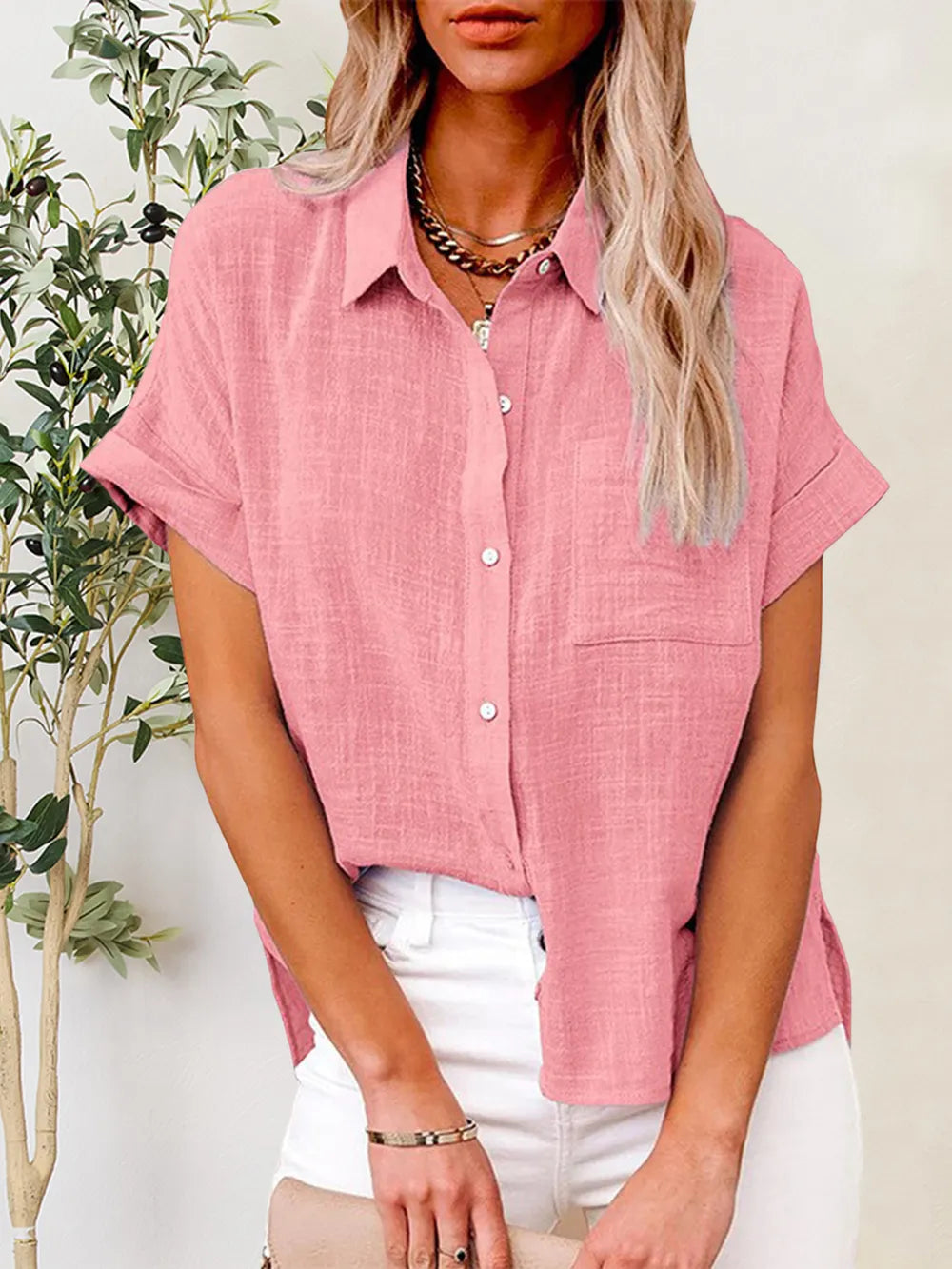 Women's Button-Up Short-Sleeve Shirt