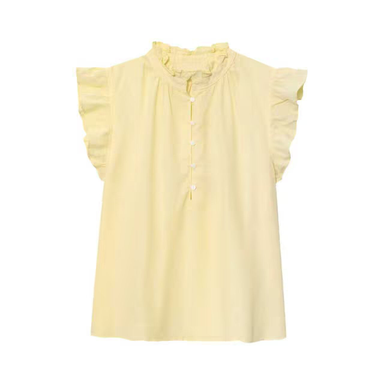 Women's Ruffle-Trim Linen Blend Top