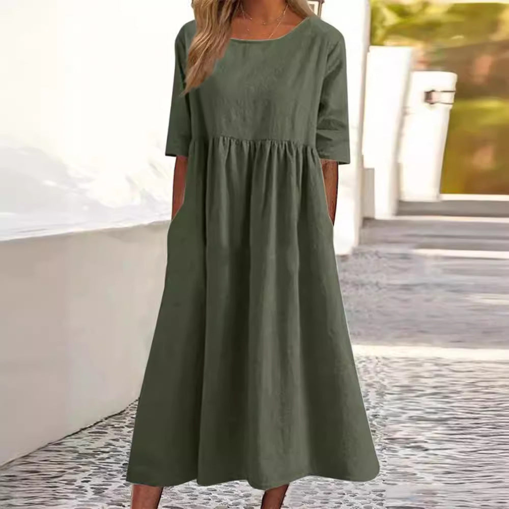 Becimi Women's Pleated Pocket Dress