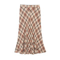 Women's Checked Cotton-Linen Fluted Skirt