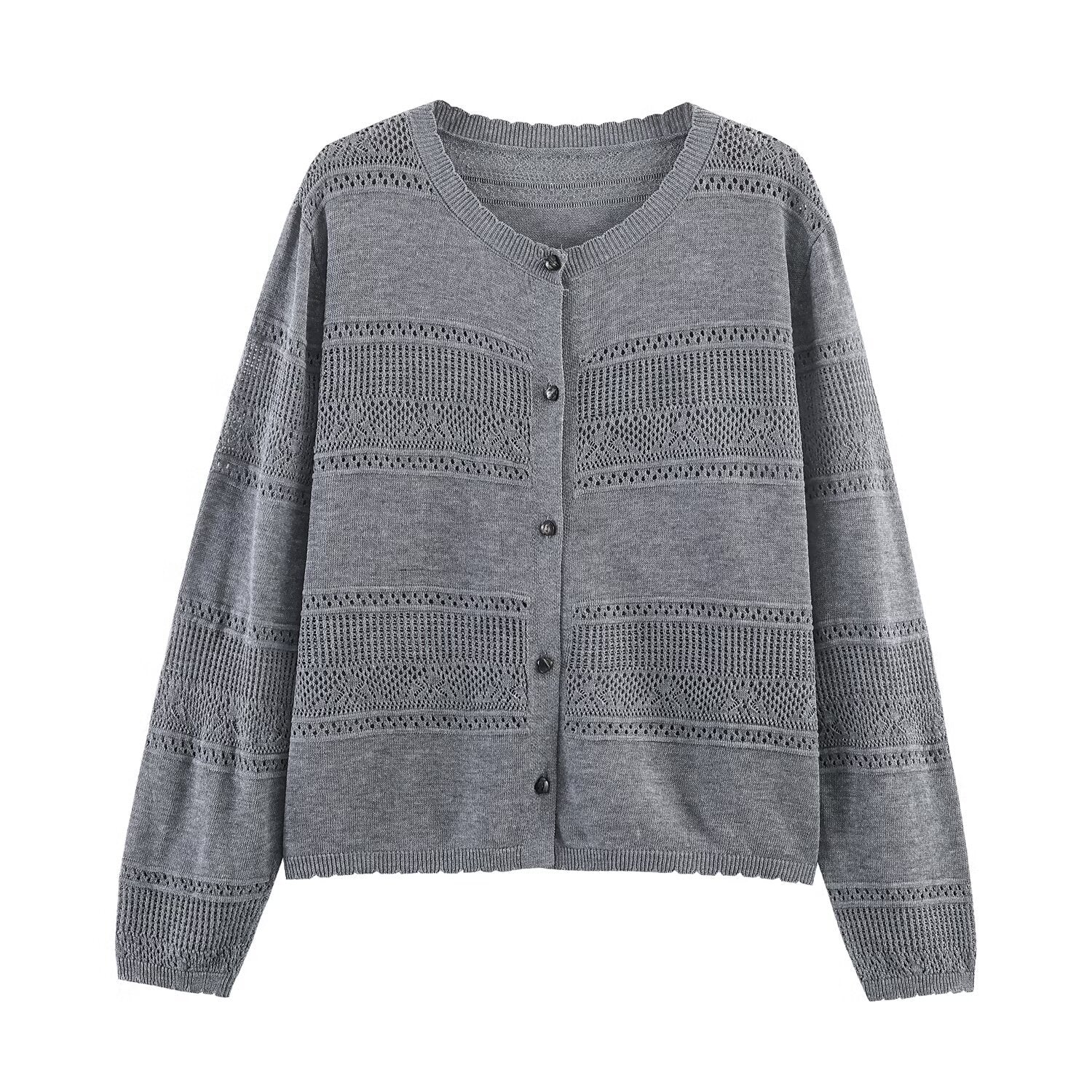Women's Open-Knit Mesh Linen Blend Cardigan