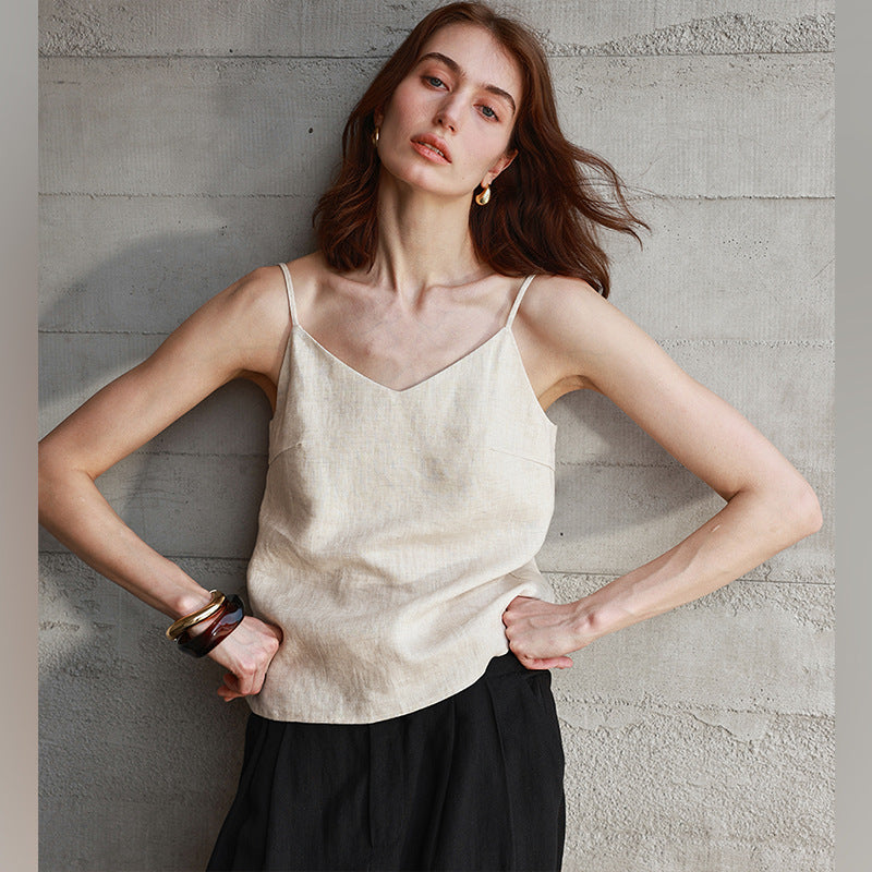 Women's Linen V-Neck Camisole Top