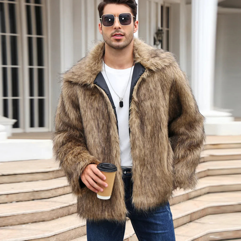 Becimi Women's Long Sleeve Faux Fur Coat
