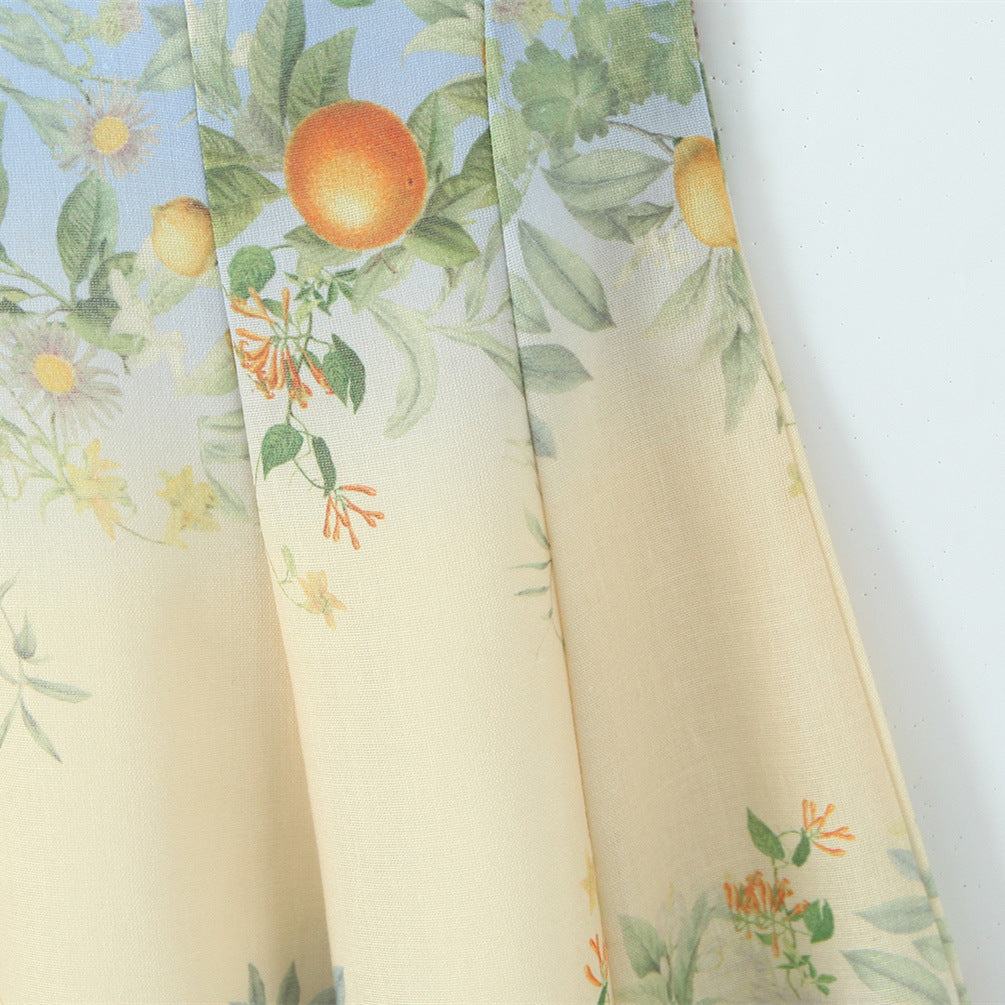 Women's Bohemian Print Linen Maxi Dress