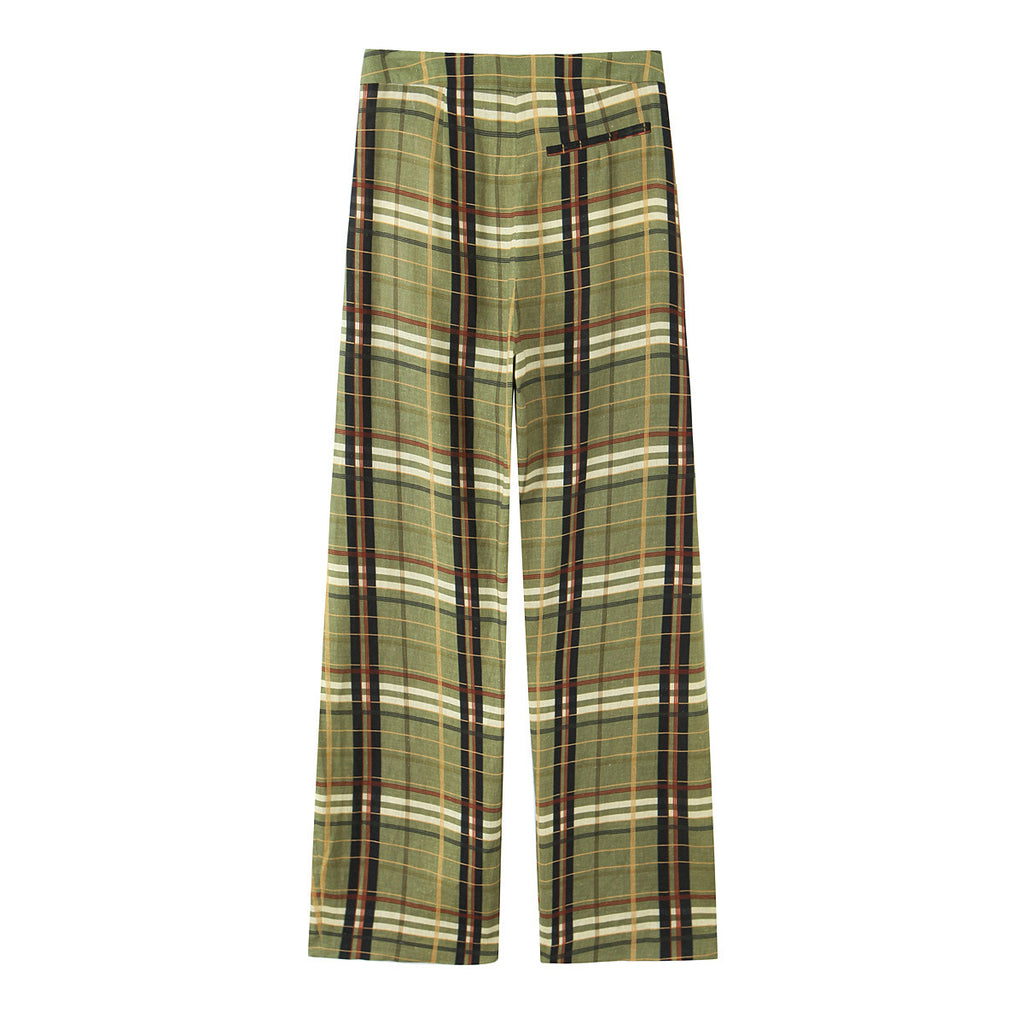 Women's Checked Casual Linen Pants