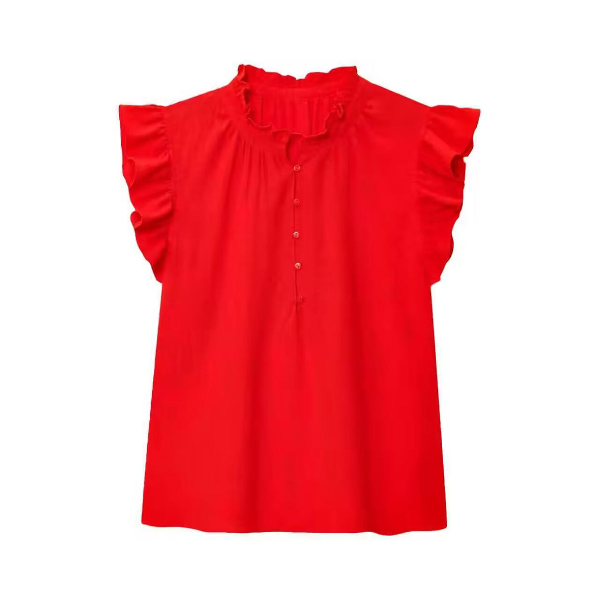 Women's Ruffle-Trim Linen Blend Top