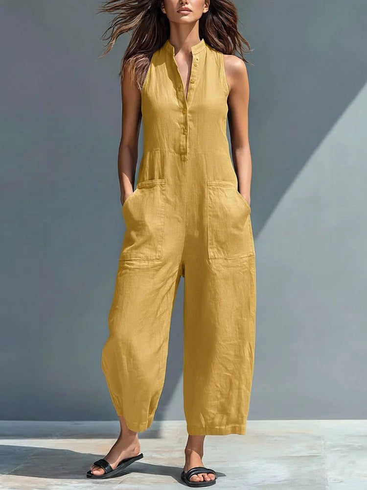 Women's Sleeveless Pocket Jumpsuit