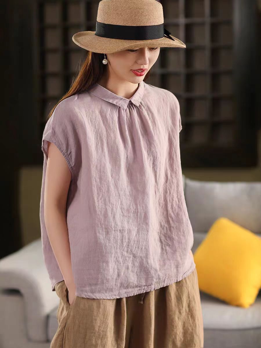 Women's Linen Back-Button Blouse