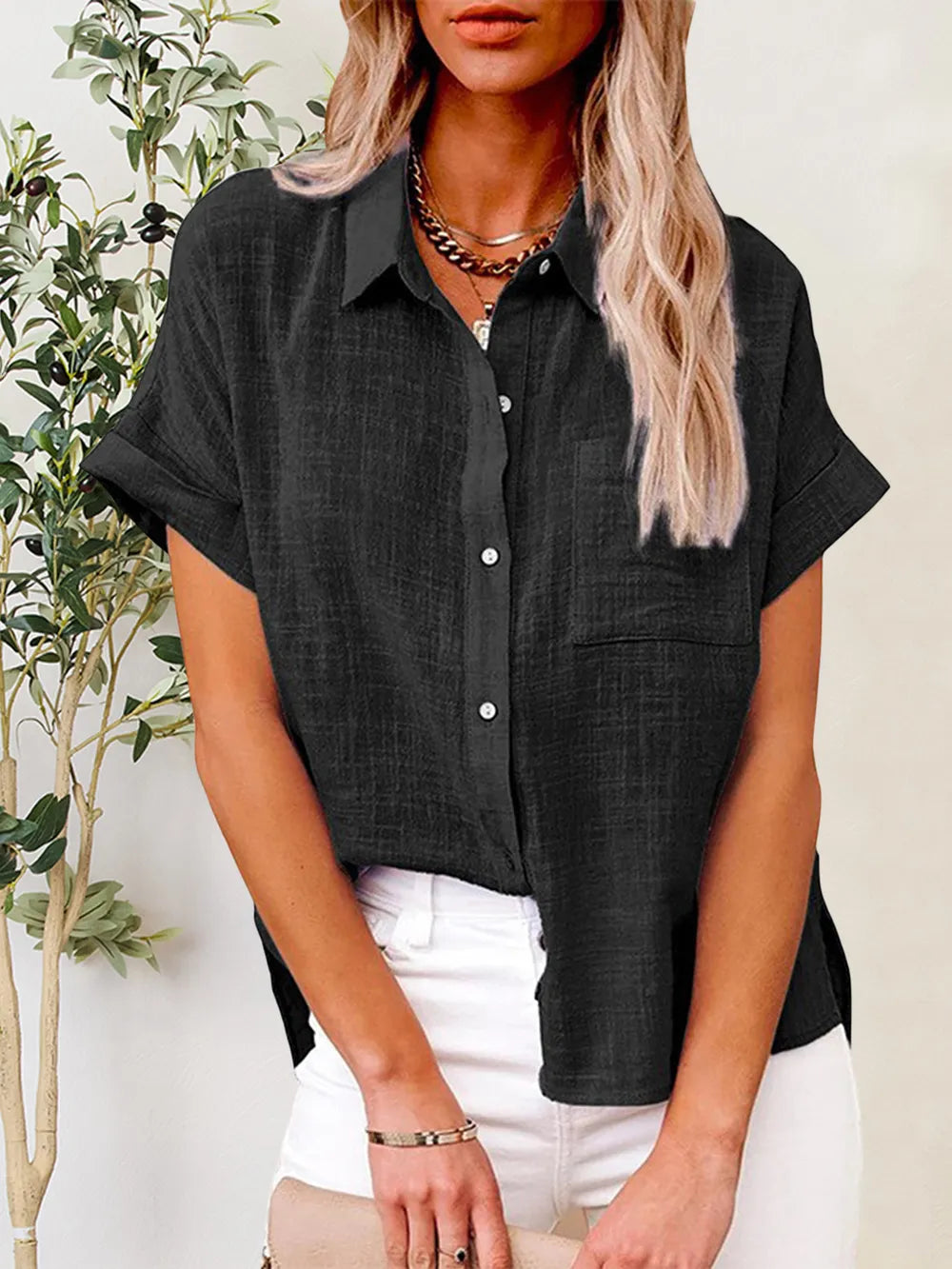 Women's Button-Up Short-Sleeve Shirt