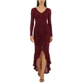 Becimi Women's Ruffle V-Neck Sheer Dress