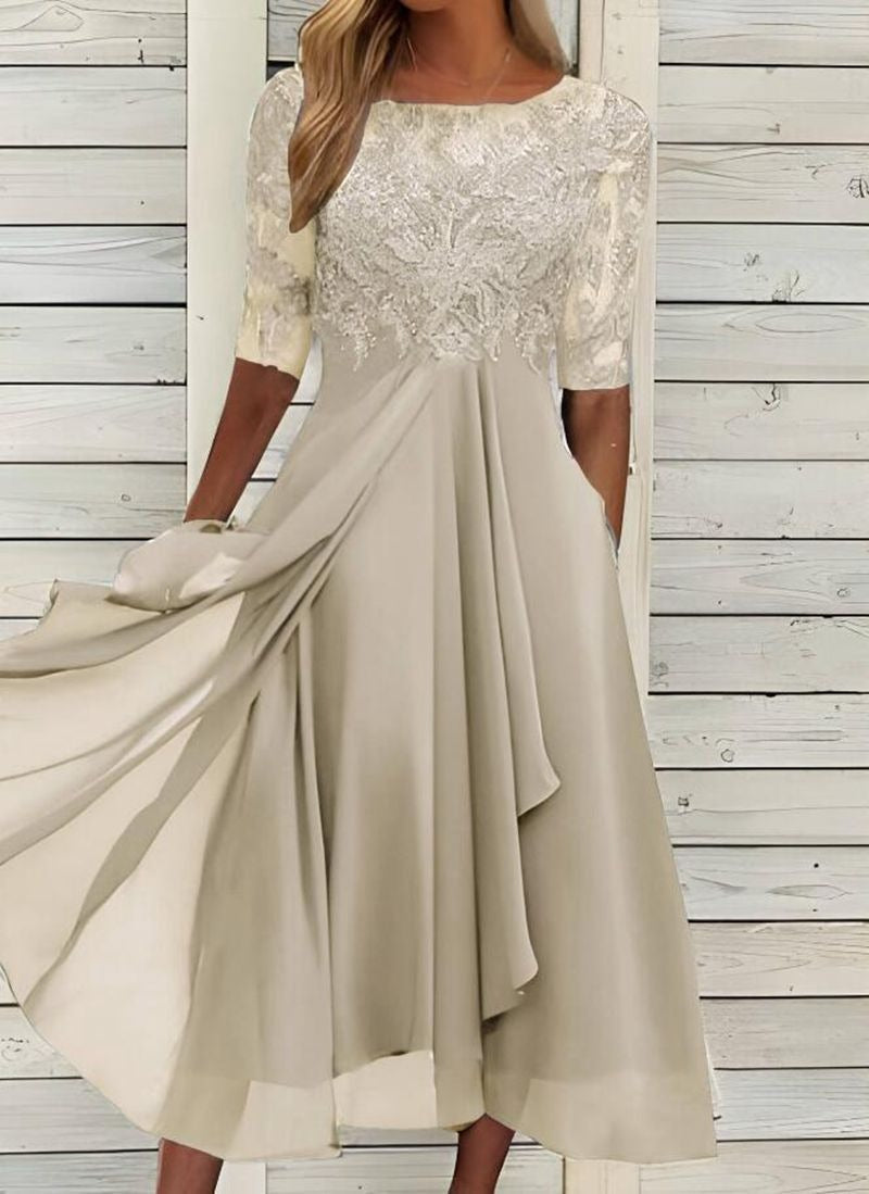 Women's Chiffon Lace Cutout Evening Gown