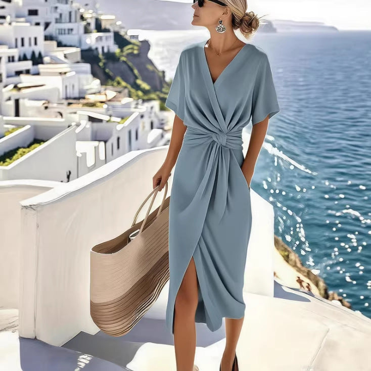 Becimi Women's Slit V-Neck Wrap Dress