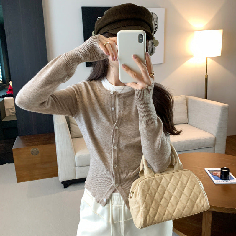 Women's Cropped Long-Sleeve Knit Cardigan
