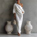 Becimi Women's One-Shoulder Asymmetrical Long Sleeve Dress