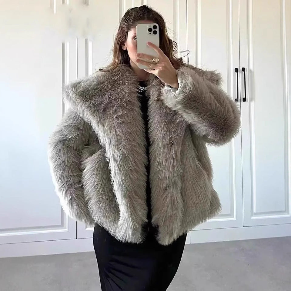 Becimi Women's Long Sleeve Faux Fur Coat