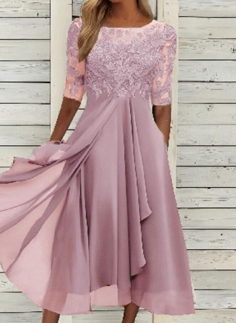 Women's Chiffon Lace Cutout Evening Gown