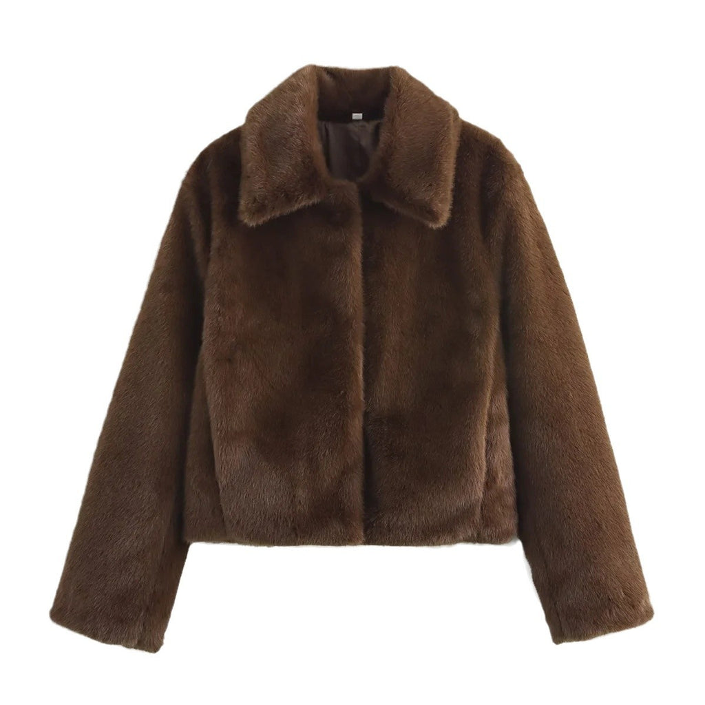 Becimi Women's Long Sleeve Faux Fur Coat