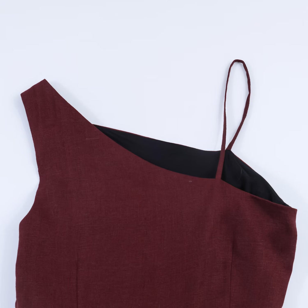 Women's Asymmetrical Linen Midi Dress