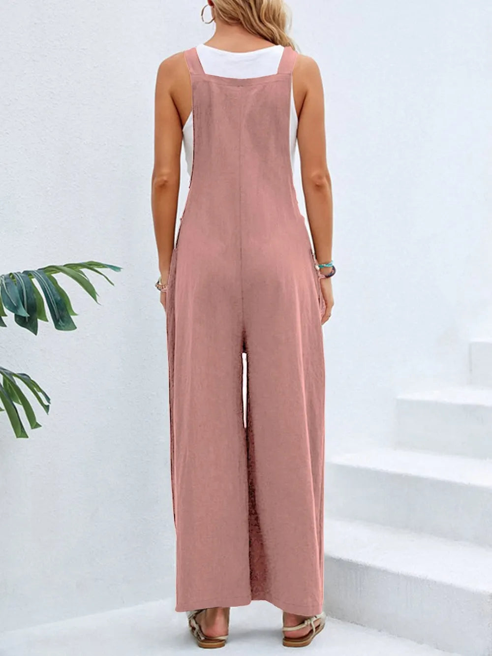 Women's Square-Neck Wide-Strap Overalls