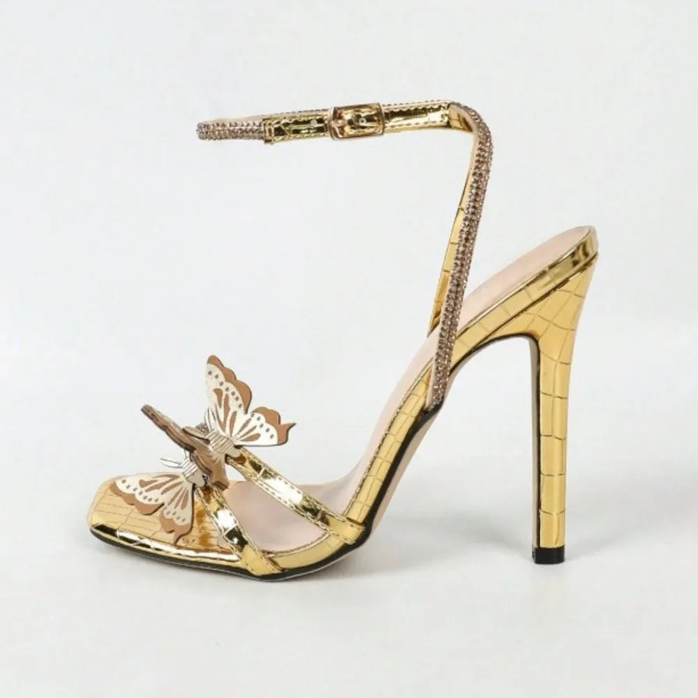 Women's Butterfly Ankle-Strap Stiletto Sandals