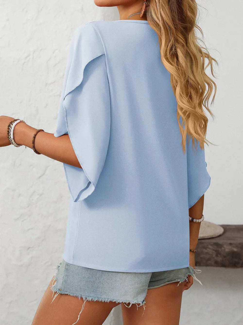 Women's Chiffon Floral Puff-Sleeve Top