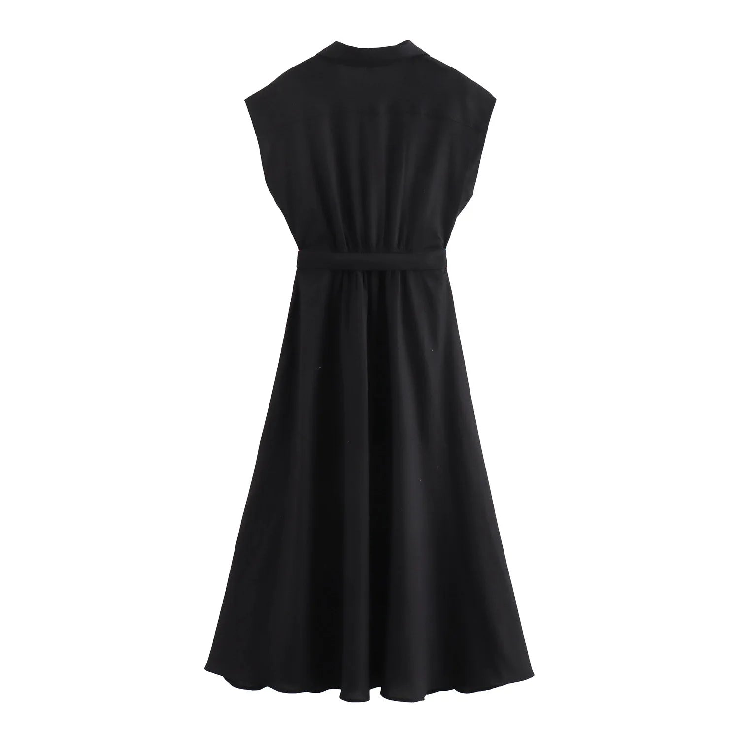 Women's Linen Blend Midi Shirt Dress
