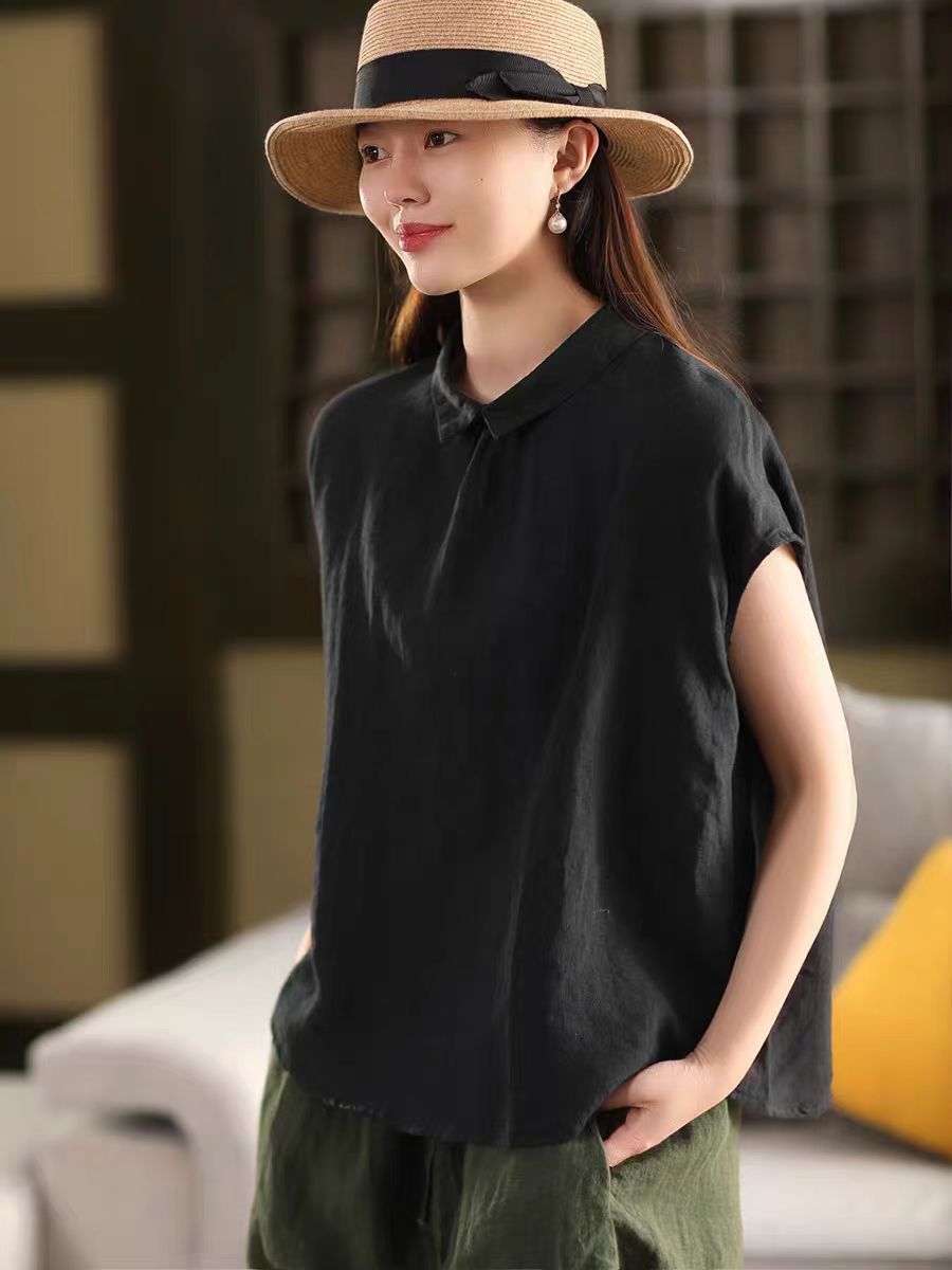 Women's Linen Back-Button Blouse