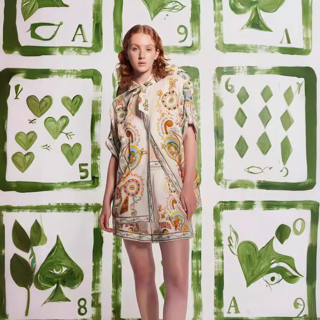 Women's Colorful Linen Blazer & Shorts Set
