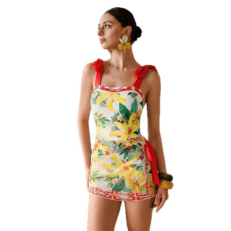 Women's Printed Halter One-Piece Swimsuit