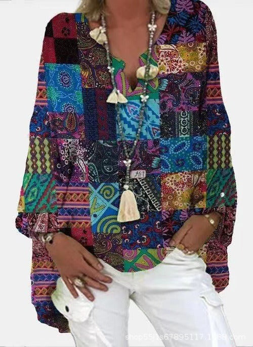 Women's V-Neck Printed Top