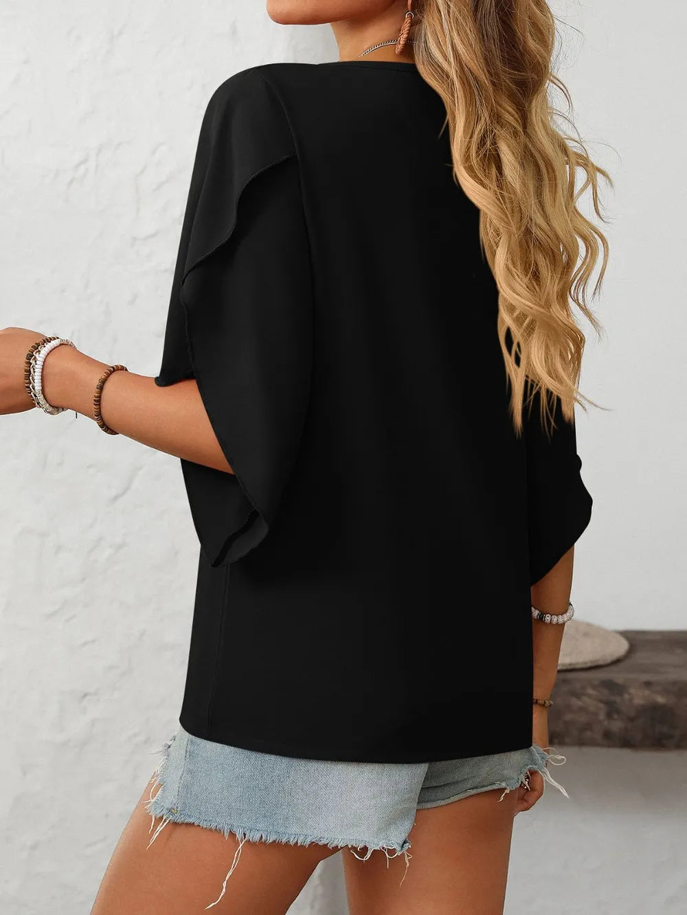 Women's Chiffon Floral Puff-Sleeve Top
